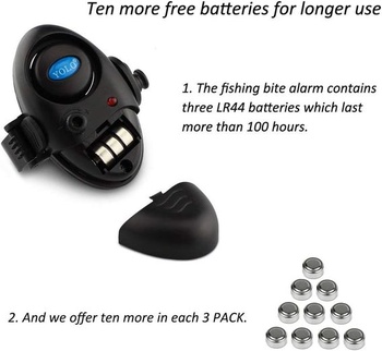 Shackcom 3dílný elektronický rybářský alarm, citlivý alarm na záběr ryb s LED světelným zvukem,