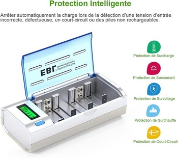 Univerzálna nabíjačka LCD EBL 906 pre AA/HR6, AAA/HR3, C/HR14, D/HR20, dobíjacia, NI-MH NI-CD, s