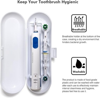 seplouis cestovné puzdro na elektrické zubné kefky, pre Oral B & Philips Sonicare, biele