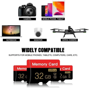 2 balenia 32 GB Micro SD kariet s SD adaptérom pre vysokorýchlostné úložisko, vhodné pre tablety,