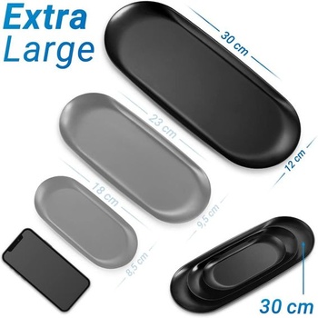 ecooe nerezový dekoračný podnos Extra veľký 30 x 12 cm Servírovací tanier Dekoračný tanier Čierny