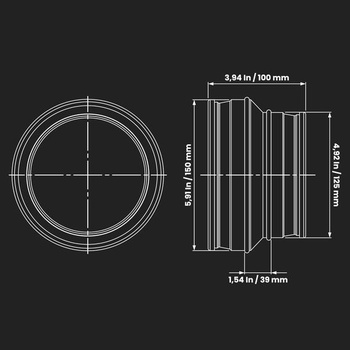 150 až 125 mm kanálová redukcia, kruhová redukcia, trubkový nástavec, pozinkovaná oceľová redukcia