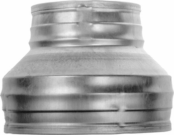 150 až 125 mm kanálová redukcia, kruhová redukcia, trubkový nástavec, pozinkovaná oceľová redukcia