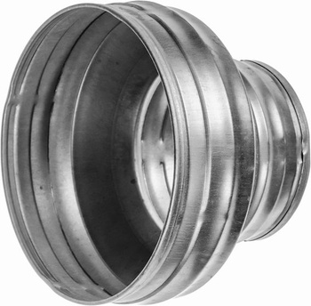 150 až 125 mm kanálová redukcia, kruhová redukcia, trubkový nástavec, pozinkovaná oceľová redukcia