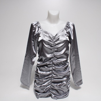 Dámské společenské šaty stříbrné barvy