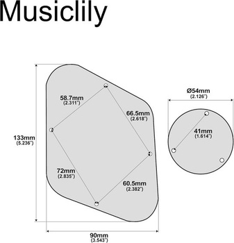 Musiclily LP Backplate a Switch Cover Set pre USA Les Paul Guitar, 3 Layers Black