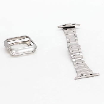 Fullmosa pro Apple Watch náramek 45mm 44mm 42mm, kovový náramek z nerezové oceli s pouzdrem na