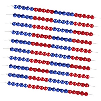 Geosar Balení 10 kusů kalkulačních řetízků pro žáky základních škol s 20 korálky Červené a modré