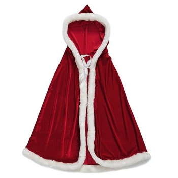 YJZQ Dámské vánoční mys Santa Claus Sametový červený plášť s kapucí Maškarní kabátek Oblečení pro