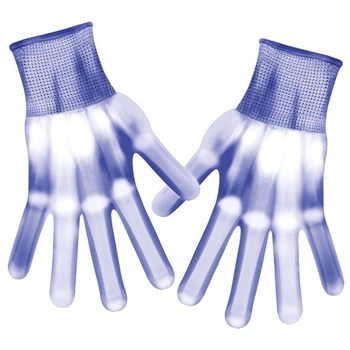 Jasně modré led rukavice | Neonové kostlivce pro Halloween, karneval, festivaly | Neobvyklý kostým