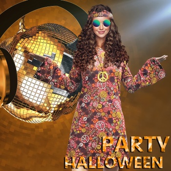 MRYUWB Hippie kostým pre ženy 70. rokov Náhrdelník Náušnice Slnečné okuliare Disco Kostým Spoločenský