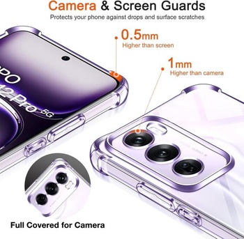 Priehľadné silikónové puzdro ivoler pre Oppo Reno12 Pro 5G / Oppo Reno 12 Pro 5G s nárazuvzdornými