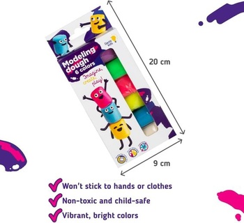 Genio Kids Playdough School 180 g / 6 kusů Soft Organic Playdough Set Hrací těsto pro děti a malé