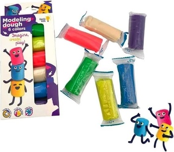 Genio Kids Playdough School 180 g / 6 kusů Soft Organic Playdough Set Hrací těsto pro děti a malé