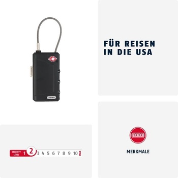 ABUS TSA zámek 148TSA/30 - kabelový zámek pro zabezpečení zavazadel s 3místným číselným kódem - pro