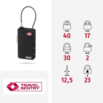 ABUS TSA zámek 148TSA/30 - kabelový zámek pro zabezpečení zavazadel s 3místným číselným kódem - pro