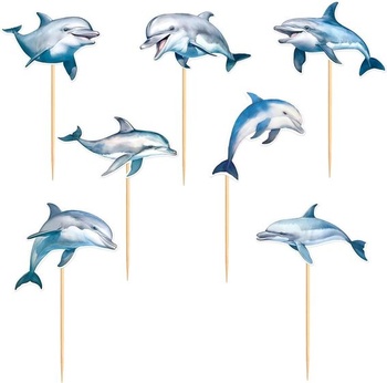Blumomon 28ks Dolphin zatvárače na cupcaky Jungle Safari Animals Dekorácia tort Zvieratká Figúrky na