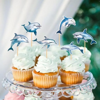 Blumomon 28ks Dolphin zatvárače na cupcaky Jungle Safari Animals Dekorácia tort Zvieratká Figúrky na