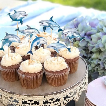 Blumomon 28ks Dolphin zatvárače na cupcaky Jungle Safari Animals Dekorácia tort Zvieratká Figúrky na