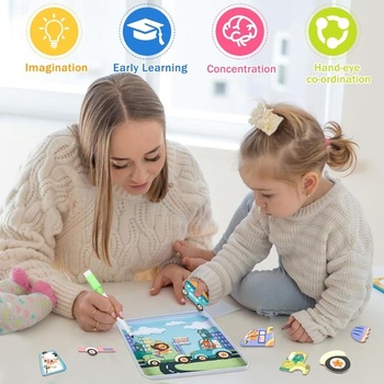 Magnetická hra ASTARON Magnetická hra pre batoľatá, Vzdelávacia cestovná hra Aktivity Auto-Lietadlo