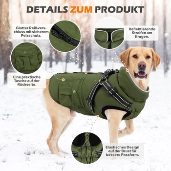 Woiil Dog Coat Zimná bunda pre psa zelená L