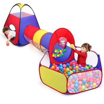 Dětský stan + bazének s míčky + skládací tunel 3 v 1 Pop…