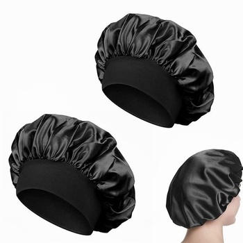 Hedvábná čepice pro kudrnaté vlasy, noční čepice, čepice kudrnatých vlasů, 2 kusy saténová čepice
