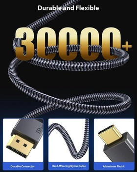 Kábel USB C DisplayPort 8K@60Hz Maxonar 4K@60Hz/144Hz/120Hz 5K@60Hz 2K@240Hz Thunderbolt 3/4 na