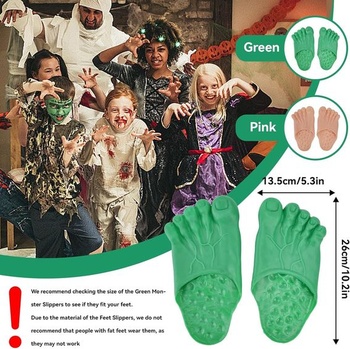 HERCHR papuče, hobitie nohy cosplay hulk zelené obrie nohy bigfoot grófske papuče halloween