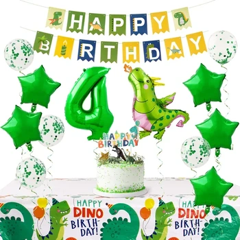 Dekorace Dinosauři k narozeninám 9 let 17ks balónků, banner k narozeninám, ubrusy Dort pro děti