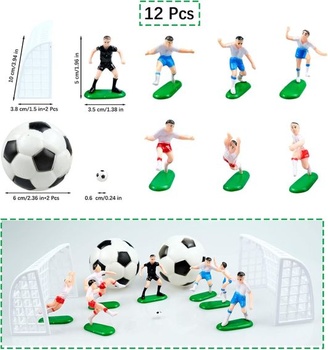 12 kusov dekorácie na tortu futbal, futbalový tortu ozdoba na futbalovú tortu dekorácie futbalového hráča