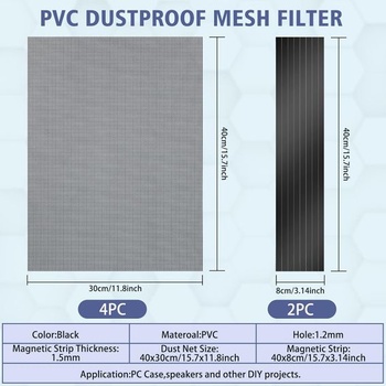 YSSHUI [4 ks] 400 x 300 mm DIY PC kryt prachový filter s otvorom 1,2 mm, PVC prachotesný sieťový