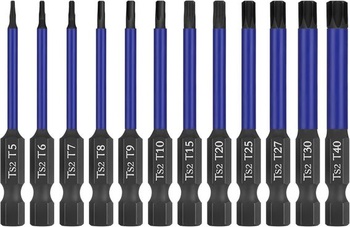 HPHOPE Professional Torx sada bitov 12 kusov, sada skrutkovacích bitov T5 - T40, dĺžka 65 mm,