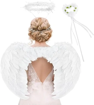 Sluníčko úsměv andělská křídla bílá, kostým anděl ženy se svatozář a kouzelnou hůlkou, andělská