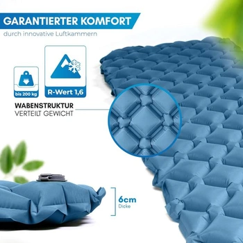 NORDMUTÃ® Ultralehká karimatka [s opravnou sadou] malé balení - Nafukovací matrace na kempování -