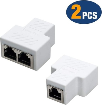 Zásuvka adaptéra COVVY RJ45, adaptér rozbočovača RJ45 1 až 2 duálny port samica Cat 5/Cat 6 LAN