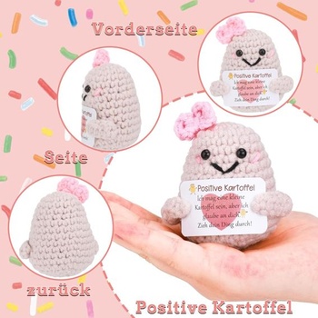 Lvefyti Pocket Hug Positive Potato, Pletená vlnená zemiaková bábika a Small Hug Lucky Charm,