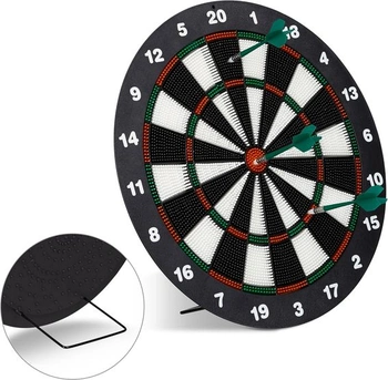 Terč na šipky Relaxdays 42 cm, bezpečnostní šipky pro jemné šipky, 6 šipek, vhodné pro děti,