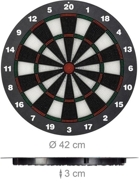 Terč na šipky Relaxdays 42 cm, bezpečnostní šipky pro jemné šipky, 6 šipek, vhodné pro děti,