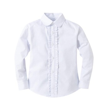 BIENZOE Dievčenská školská uniforma s dlhým rukávom biela blúzka L