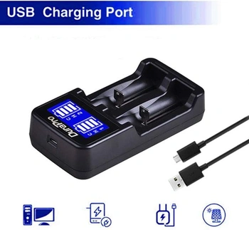 Inteligentní nabíječka DuraPro LCD s duálním USB portem pro Li-Ion/NI-MH/NI-Cd 18650 18500 18490
