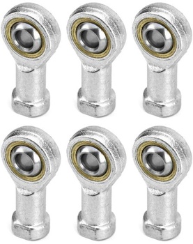 QWORK® Pack 6 ložísk kĺbových hláv 8 mm, kĺbové ložiská M8 x 1,25, metrický vnútorný závit,