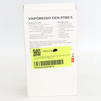 E-cigareta Vaporesso, čierna, GEN PT80
