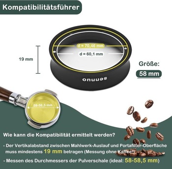 Krúžok na dávkovanie kávy 58 mm a 58,5 mm sitko na puk, hliníkový kovový lievik na espresso Presné