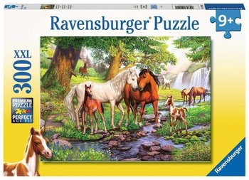 Dětské puzzle Ravensburger - 12904 Divocí koně u řeky - puzzle koně pro děti od 9 let, s 300 dílky