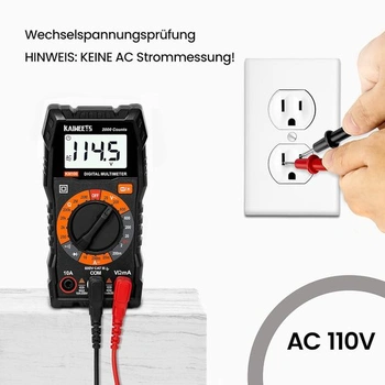 Digitálny multimeter KAIWEETS KM100, merač napätia pre AC/DC napätie, jednosmerný prúd, kontinuita,