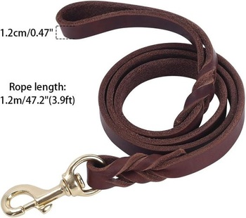 Vodítko pre psa kožené, 1,2 m - 2,6 m hrubé kožené vodítko pre psov, 1,2/1,8 cm široké, kožené