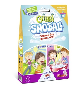 Simba 105953074 - Glibbi Snoball, sněhová koule po celý rok, prášek mění vodu na sníh, 4x20 g, 60