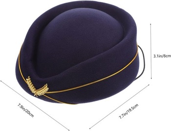 NUOBESTY Klobúk letušky Kostým letušky pre ženy Cosplay Klobúk Klobúk letušky Čierny Kostým