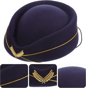 NUOBESTY Klobúk letušky Kostým letušky pre ženy Cosplay Klobúk Klobúk letušky Čierny Kostým